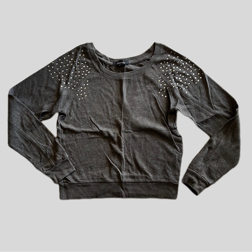 FOREVER 21 | Rhinestone Embellished Crewneck Sweatshirt Gray Size Small
